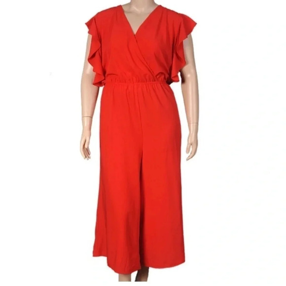 HUTCH Red Wide Leg Red Jumpsuit Plus Size 0X‎   Pantone Color Anthropologie - Picture 1 of 10